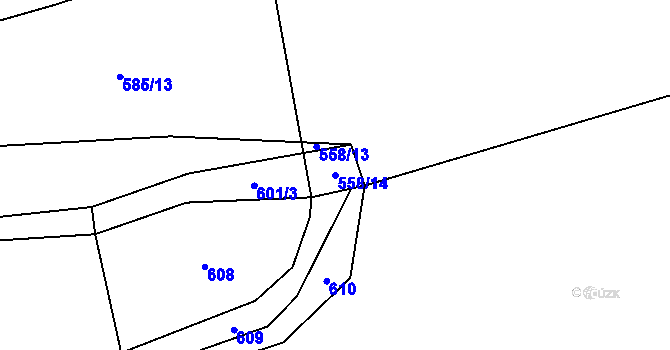 Parcela st. 558/14 v KÚ Přešín, Katastrální mapa