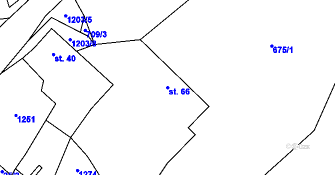 Parcela st. 66 v KÚ Železný Újezd, Katastrální mapa