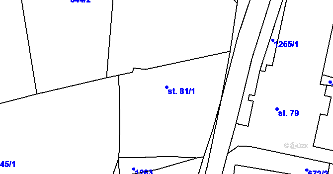 Parcela st. 81/1 v KÚ Železný Újezd, Katastrální mapa