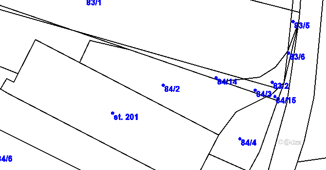 Parcela st. 84/2 v KÚ Železný Újezd, Katastrální mapa