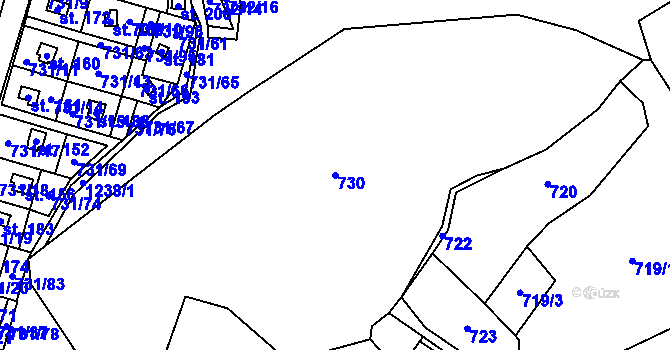 Parcela st. 730 v KÚ Železný Újezd, Katastrální mapa