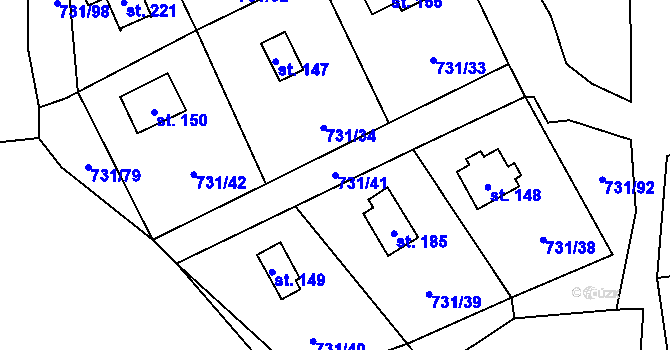 Parcela st. 731/41 v KÚ Železný Újezd, Katastrální mapa