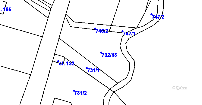 Parcela st. 732/13 v KÚ Železný Újezd, Katastrální mapa