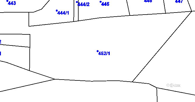 Parcela st. 452/1 v KÚ Železný Újezd, Katastrální mapa