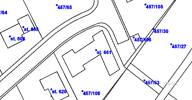 Parcela st. 661 v KÚ Želiv, Katastrální mapa
