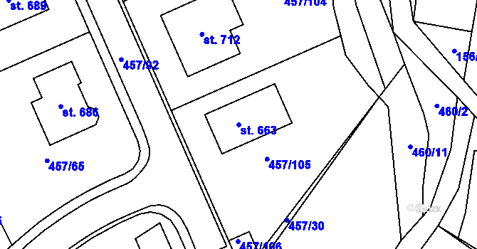 Parcela st. 663 v KÚ Želiv, Katastrální mapa