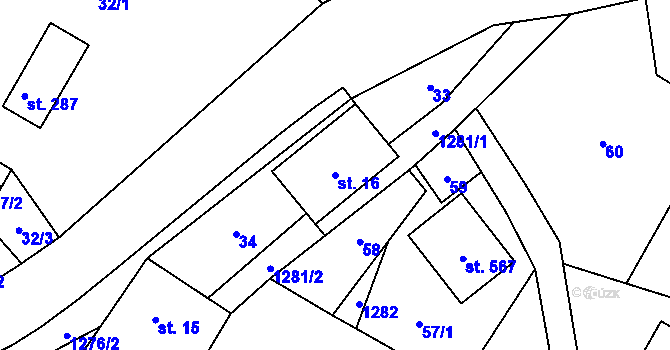 Parcela st. 16 v KÚ Želiv, Katastrální mapa