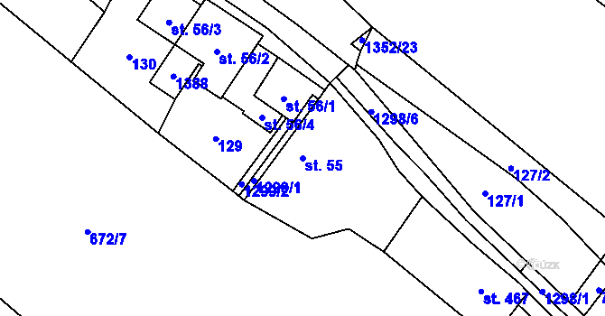 Parcela st. 55 v KÚ Želiv, Katastrální mapa