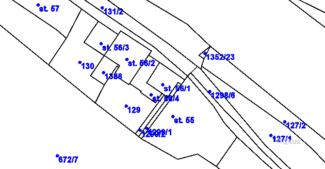 Parcela st. 56/1 v KÚ Želiv, Katastrální mapa