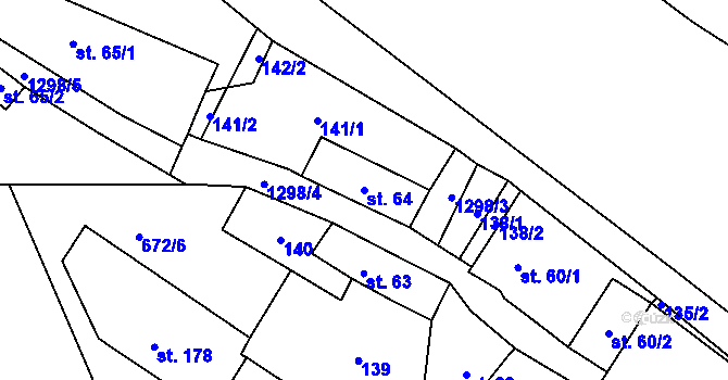Parcela st. 64 v KÚ Želiv, Katastrální mapa