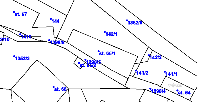 Parcela st. 65/1 v KÚ Želiv, Katastrální mapa