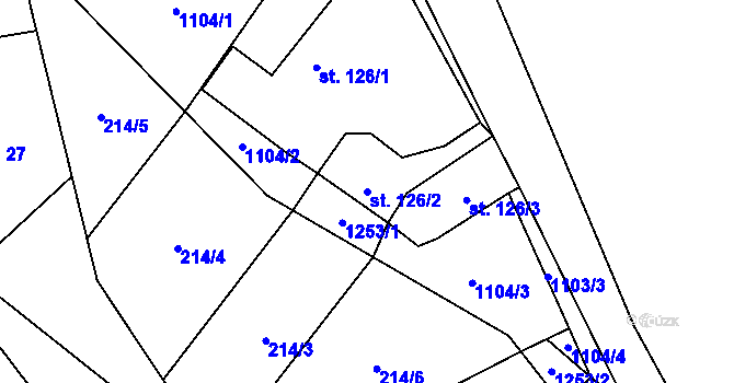 Parcela st. 126/2 v KÚ Želiv, Katastrální mapa