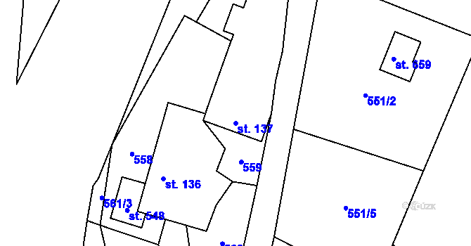 Parcela st. 137 v KÚ Želiv, Katastrální mapa
