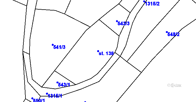 Parcela st. 138 v KÚ Želiv, Katastrální mapa