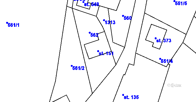 Parcela st. 151 v KÚ Želiv, Katastrální mapa