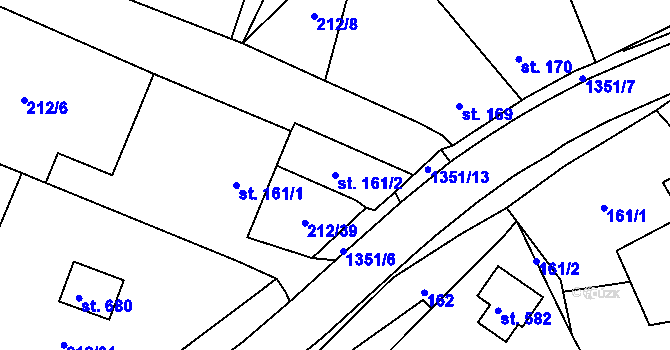Parcela st. 161/2 v KÚ Želiv, Katastrální mapa