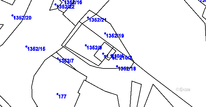 Parcela st. 210/1 v KÚ Želiv, Katastrální mapa