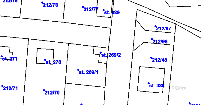 Parcela st. 269/2 v KÚ Želiv, Katastrální mapa