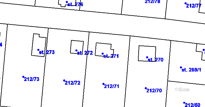 Parcela st. 271 v KÚ Želiv, Katastrální mapa