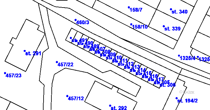 Parcela st. 310 v KÚ Želiv, Katastrální mapa