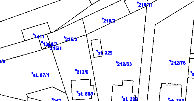 Parcela st. 329 v KÚ Želiv, Katastrální mapa