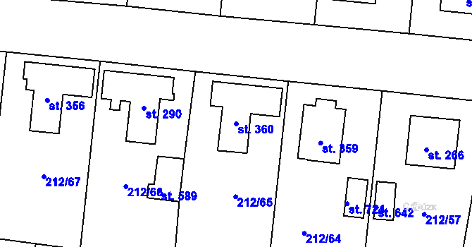 Parcela st. 360 v KÚ Želiv, Katastrální mapa