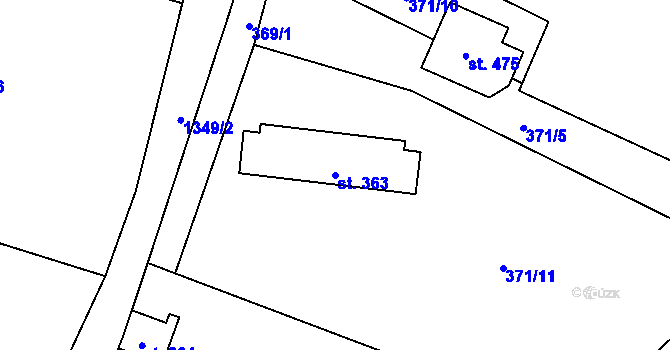 Parcela st. 363 v KÚ Želiv, Katastrální mapa