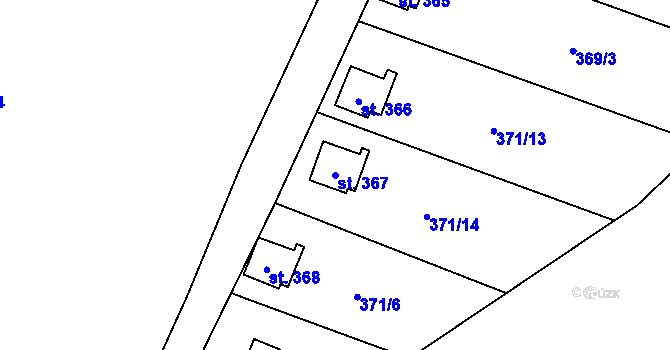 Parcela st. 367 v KÚ Želiv, Katastrální mapa