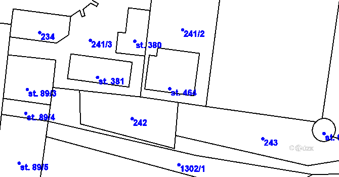 Parcela st. 464 v KÚ Želiv, Katastrální mapa