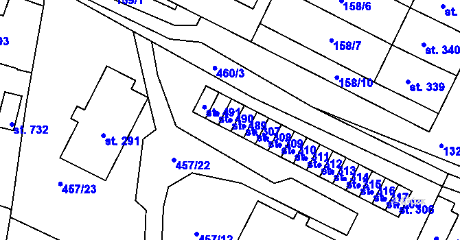 Parcela st. 489 v KÚ Želiv, Katastrální mapa