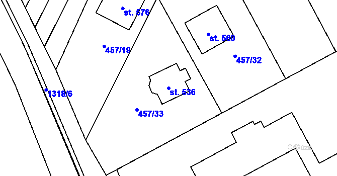 Parcela st. 536 v KÚ Želiv, Katastrální mapa