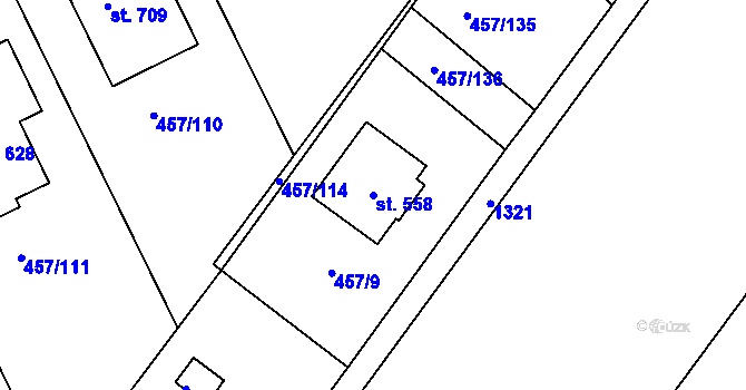 Parcela st. 558 v KÚ Želiv, Katastrální mapa