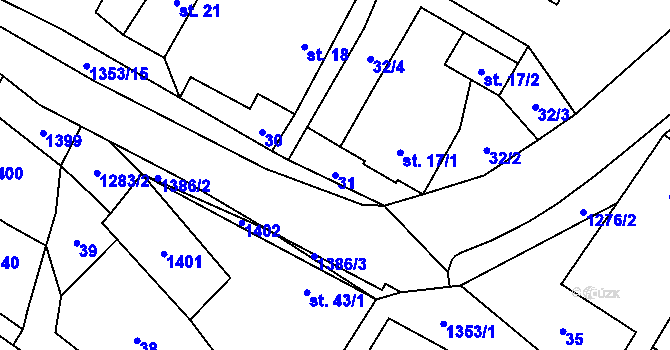 Parcela st. 31 v KÚ Želiv, Katastrální mapa