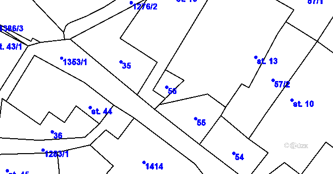 Parcela st. 56 v KÚ Želiv, Katastrální mapa