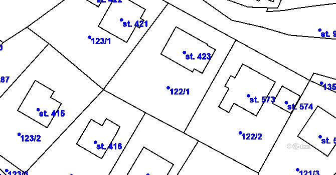 Parcela st. 122/1 v KÚ Želiv, Katastrální mapa