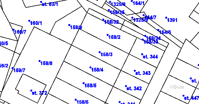 Parcela st. 158/3 v KÚ Želiv, Katastrální mapa