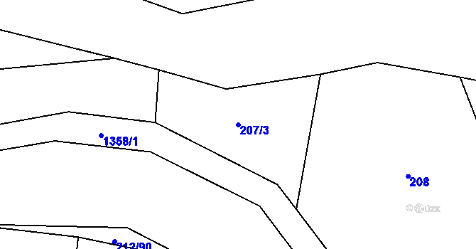 Parcela st. 207/3 v KÚ Želiv, Katastrální mapa