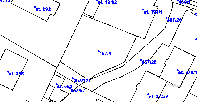 Parcela st. 457/4 v KÚ Želiv, Katastrální mapa