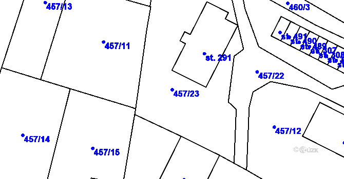 Parcela st. 457/23 v KÚ Želiv, Katastrální mapa