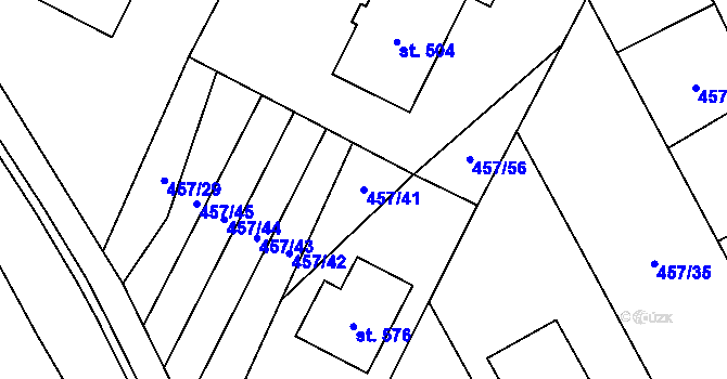 Parcela st. 457/41 v KÚ Želiv, Katastrální mapa