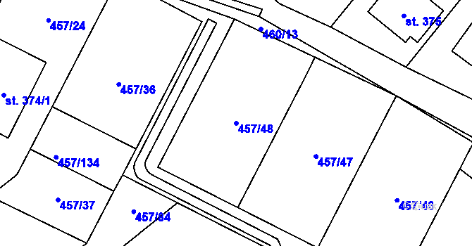 Parcela st. 457/48 v KÚ Želiv, Katastrální mapa