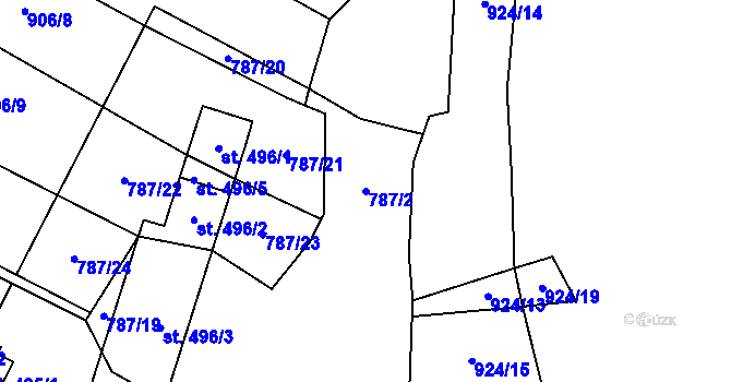 Parcela st. 787/2 v KÚ Želiv, Katastrální mapa