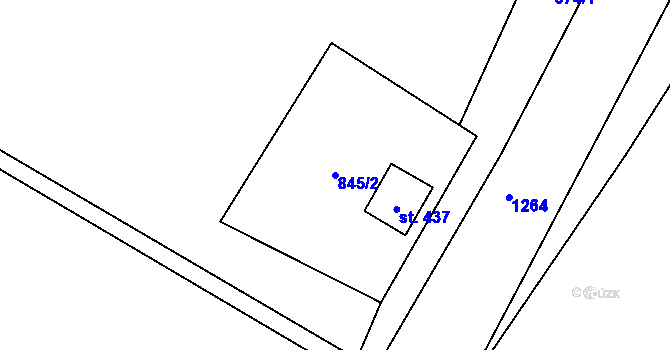 Parcela st. 845/2 v KÚ Želiv, Katastrální mapa