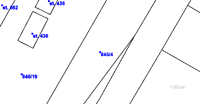 Parcela st. 845/4 v KÚ Želiv, Katastrální mapa