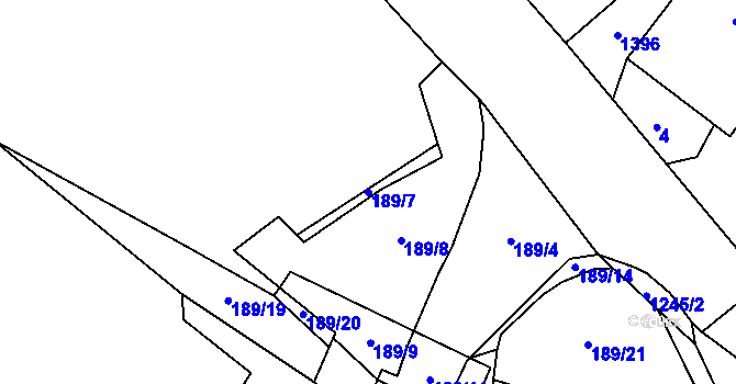 Parcela st. 189/7 v KÚ Želiv, Katastrální mapa
