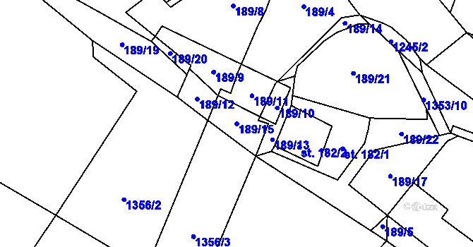 Parcela st. 189/15 v KÚ Želiv, Katastrální mapa