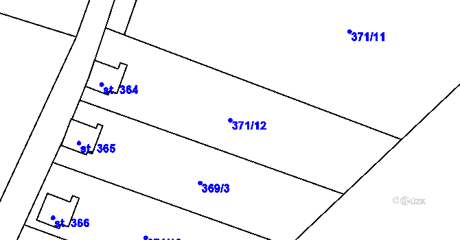 Parcela st. 371/12 v KÚ Želiv, Katastrální mapa