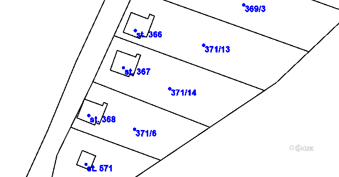 Parcela st. 371/14 v KÚ Želiv, Katastrální mapa