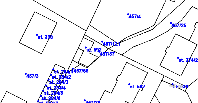 Parcela st. 457/57 v KÚ Želiv, Katastrální mapa