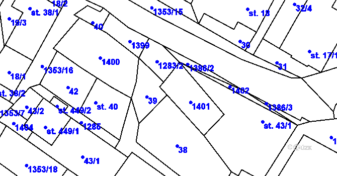 Parcela st. 41/1 v KÚ Želiv, Katastrální mapa
